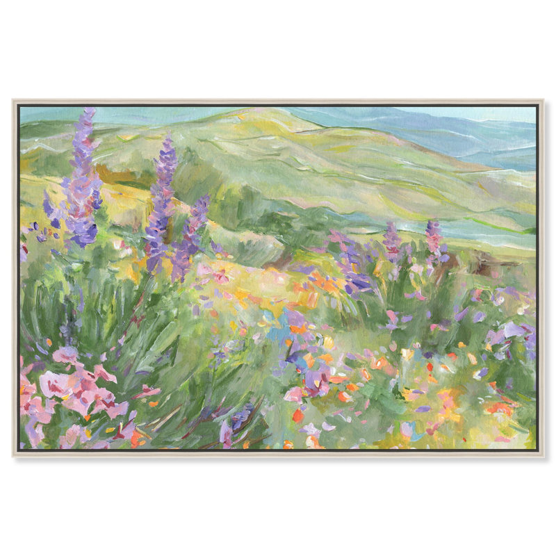 Toile «Blooming Fields» par Art Remedy, Blanc, H 21 po x l 31 po, Cadre flottant