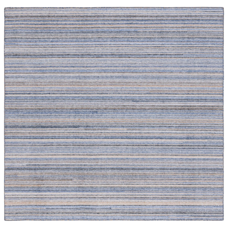 Abdirahmaan Flat Weave Performance Striped Rug, Square 6'