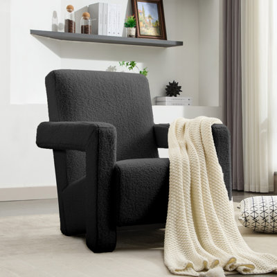 Fauteuil d'appoint rembourré en laine d'agneau moderne