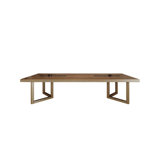 Modern Minimalist Solid Wood Iron Triangle Conference Table with Power Sockets