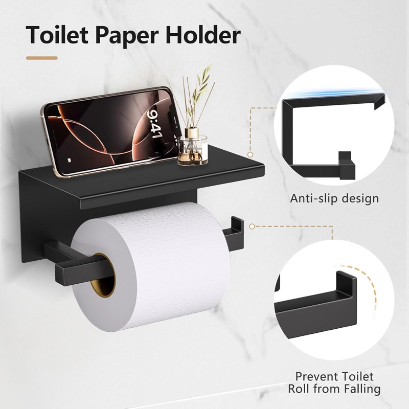 5-Pieces Matte Black Bathroom Hardware Accessories Set 23.6" SUS304 Stainless Steel