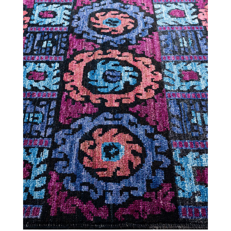 Contemporary One-of-a-Kind Rectangle 4'2" x 6' Hand Knotted Area Rug