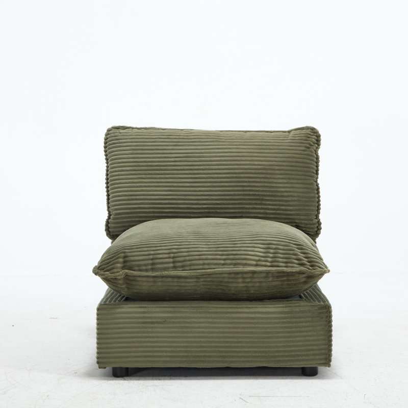 31.5" Heffernan Accent Chair Modular Sectional Sofa, Green Corduroy