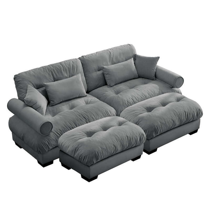 91" Oversized Upholstered Chaise Lounge Indoor, Gray