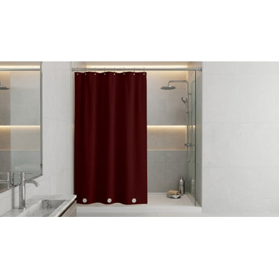 Shower Curtain Liner With Magnets - Burgundy
