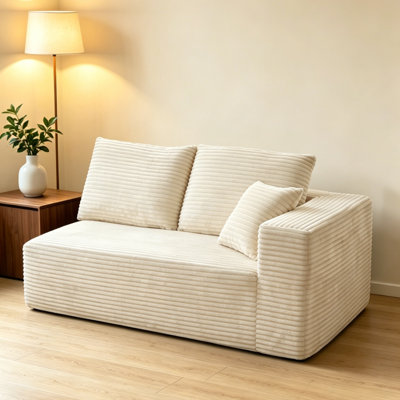 59" Corduroy Boneless Loveseat Couch, Modern Modular Sofa, No Assembly Required