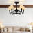 28" 5-Light Modern Remote Control Paint Sand Black With Beige Fabric Shade Adjustable Length Fandelier Ceiling Fan With Lighting Kits For Living Room/Bedroom-1063103225
