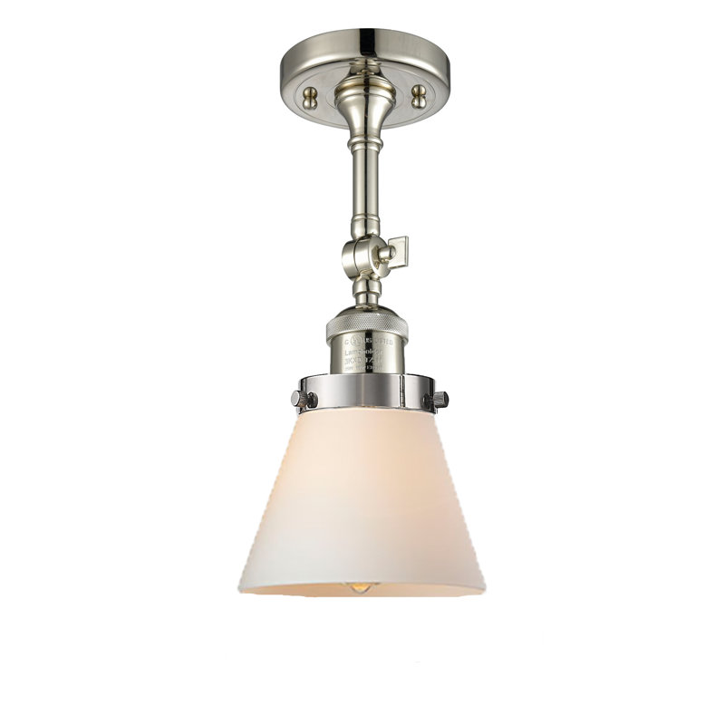 Hardiman Glass Semi Flush Mount, Matte White Cased, Black Antique Brass, 13.5" H x 6.25" W x 6.25" D
