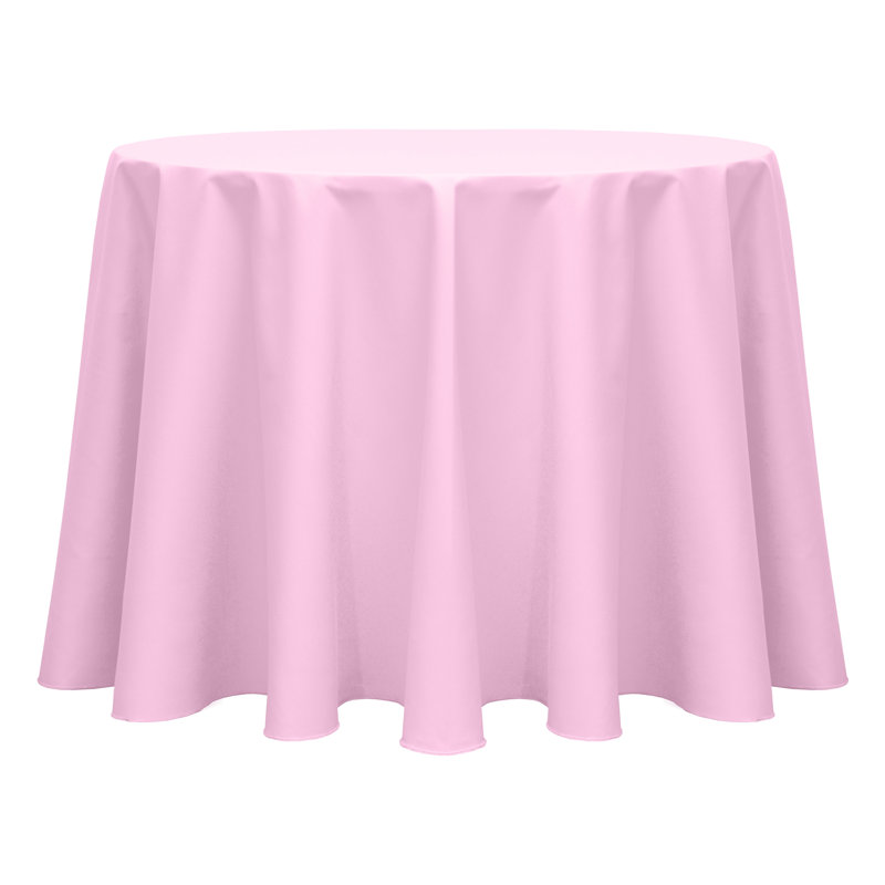 Cotton Twill Round Tablecloth, 3, 102" L x 102" W, Light Pink