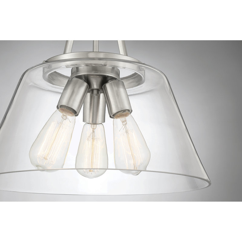 Macklin 3 - Light Unique Cone Pendant in Satin Nickel, Satin Nickel
