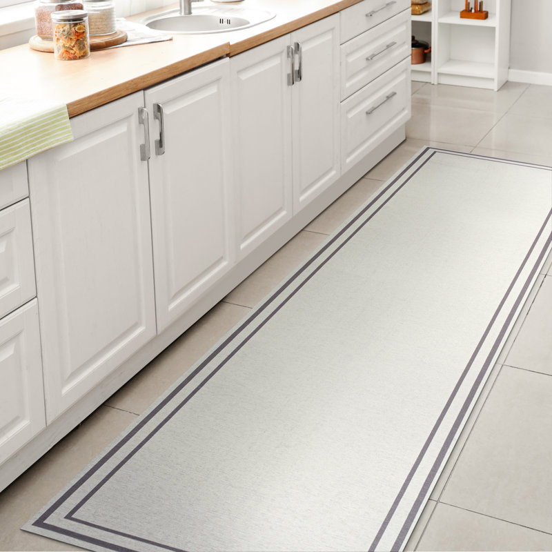 Tapis blanc / gris Mariques Classic, Tapis de couloir 2 pi x 8 pi