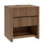 Table de chevet en bois à panneaux ondulés de 60 cm de large, avec 2 tiroirs et une tablette ouverte, station de recharge intégrée-898965884-901526701