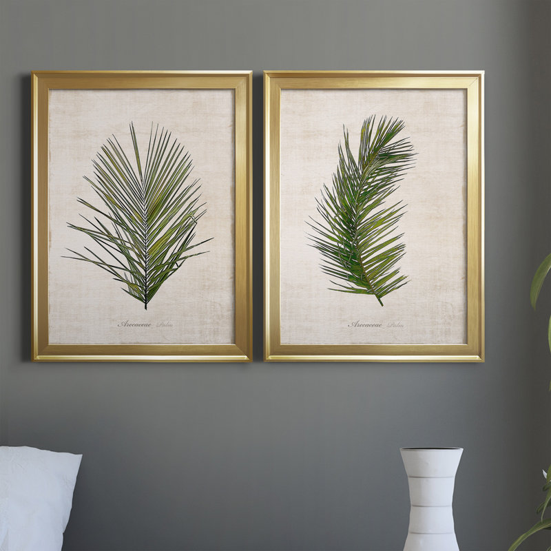 Palm Botanical I - ensemble de 2 photographies sur toile, H 18,5 po x l 49 po, Toile encadrée, Doré