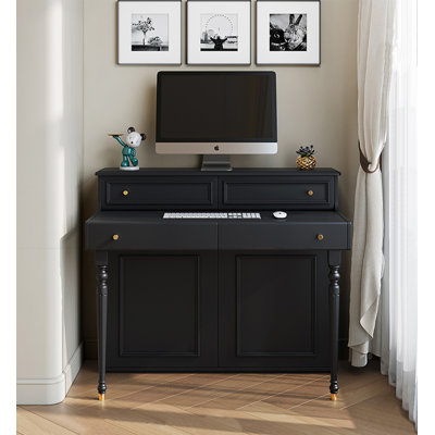 Desk Style Vanity with Double Door Cabinet and Four Drawers