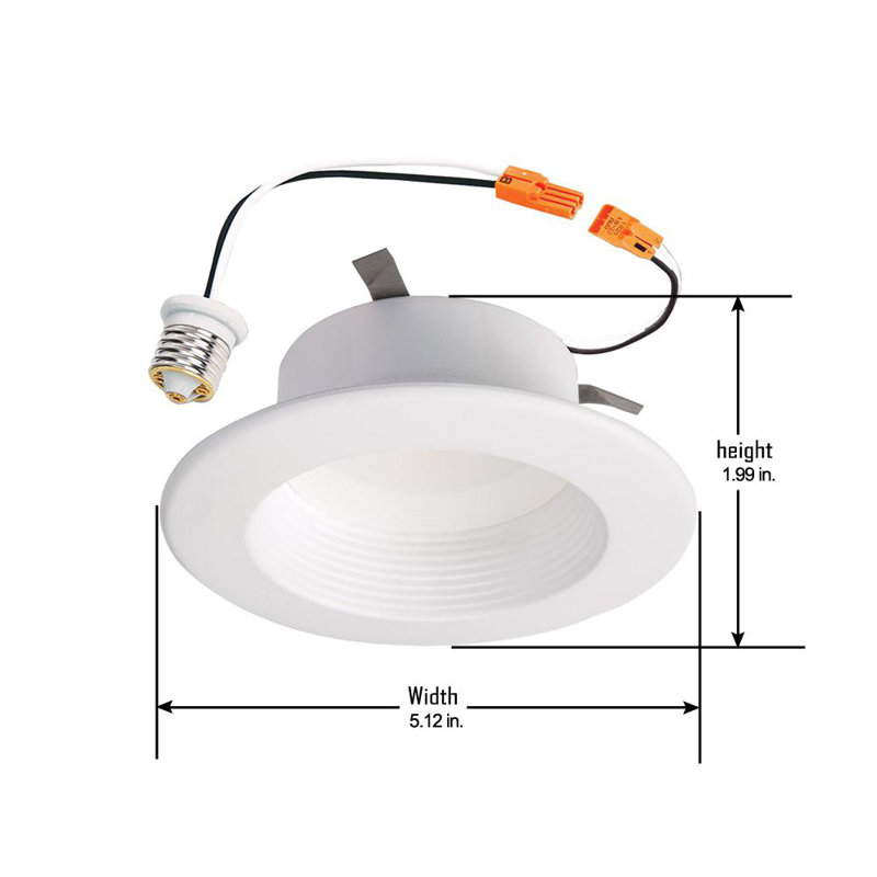 4'' LED Baffle Recessed Trim, 1.99" H x 5.12" W x 5.12" D, 4000