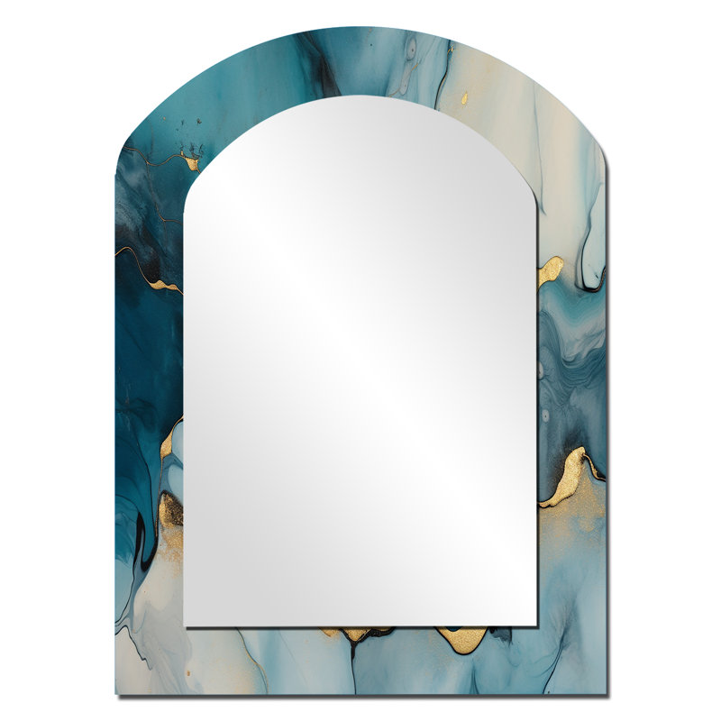 Miroir asymétrique Makhi Turquoise, 34 po x 25 po