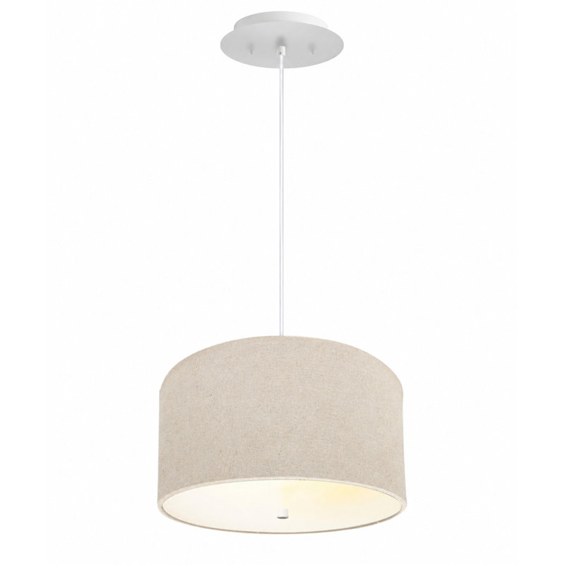 Luminaire suspendu tambour 2 lumières, gris, Blanc