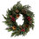 28" Real Touch Artificial Rustic Greenery Pine Pinecones Brass Bells Winter Christmas Wreath with Red Berries for Front Door