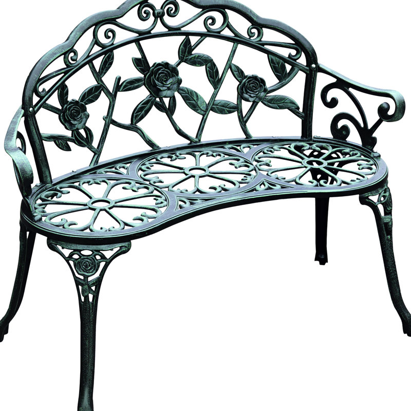 Banc en fonte d'aluminium avec dossier respirant, conception ergonomique, forme de patio en métal d'une capacité de 528 lb, largeur de 21,25 po