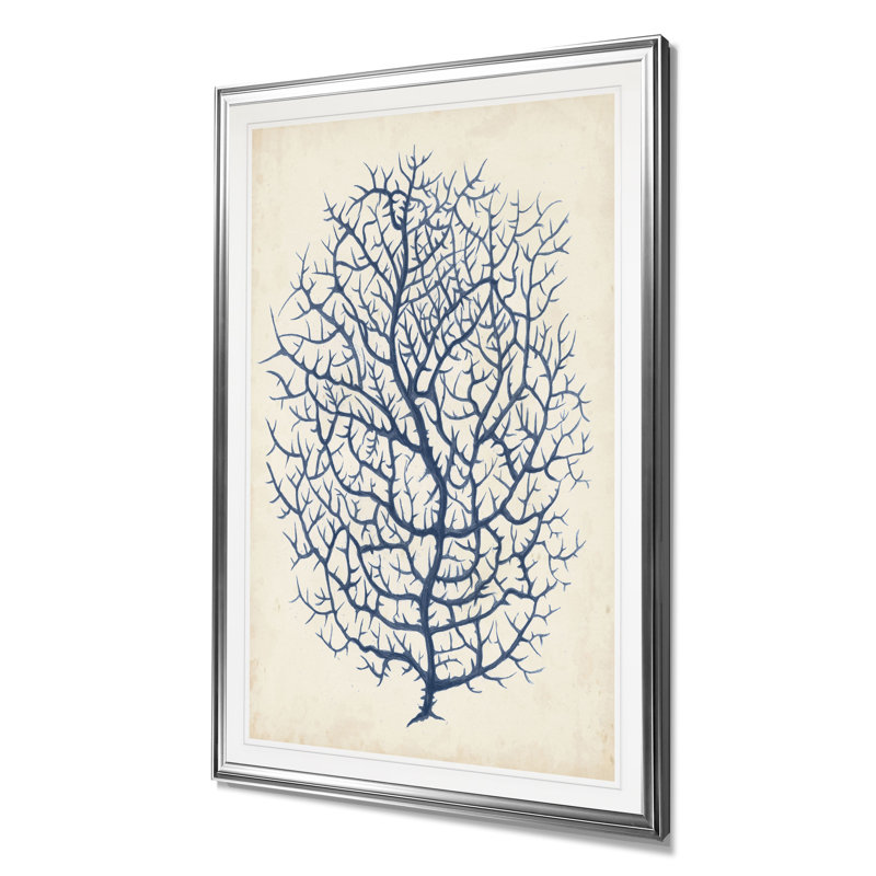« indigo corail i », impression, H 24 po x l 20 po x P 1,5 po, Cadre argenté