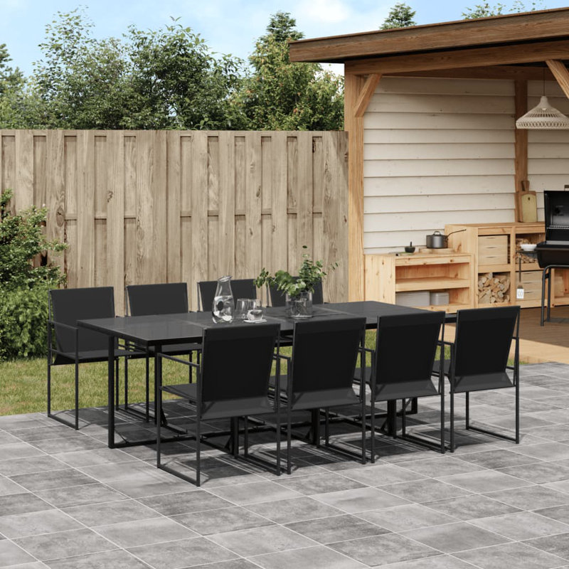  Garden Dining Set Black, 8