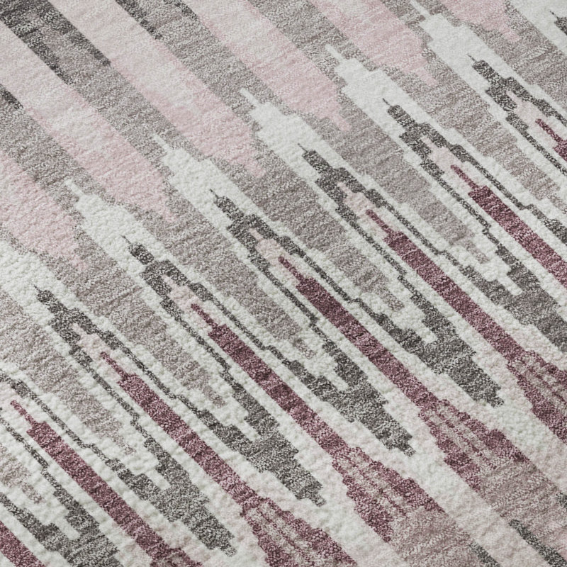 Premium Machine Washable Prisco Pink Rug, Rectangle 10' x 14'