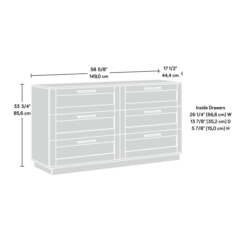 Raven Oak Coastal Double Dresser with Rattan Inserts