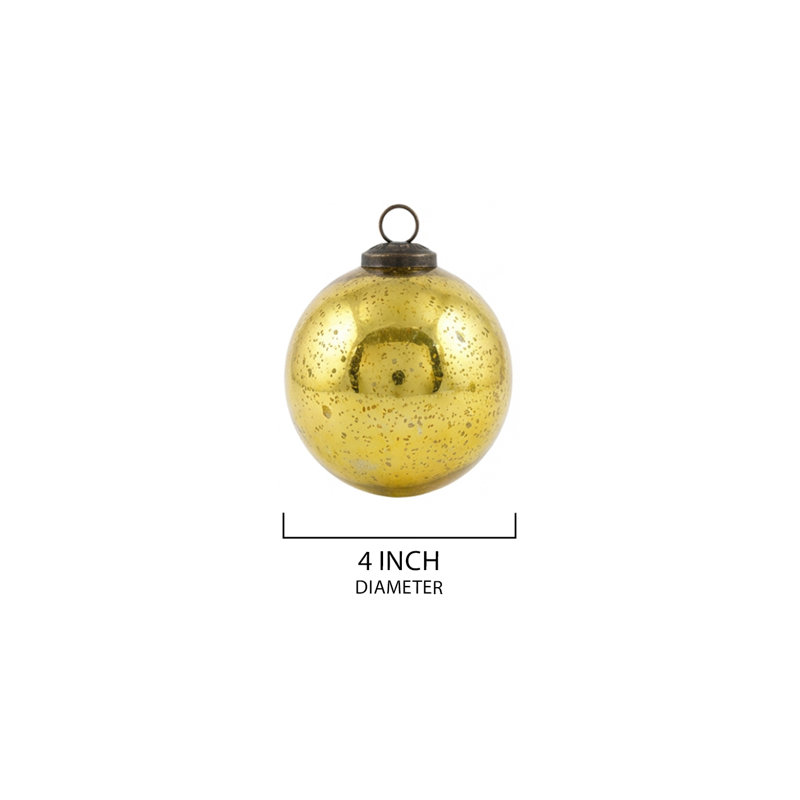 4'' Glass Ball Ornament, Antique Gold