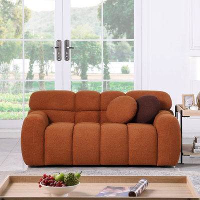 Brown Boucle Marshmallow , 2 Seater, For Quality Living Style With Construction