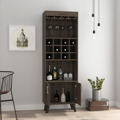 Dark Walnut 1-Drawer 2-Shelf Bar Cabinet