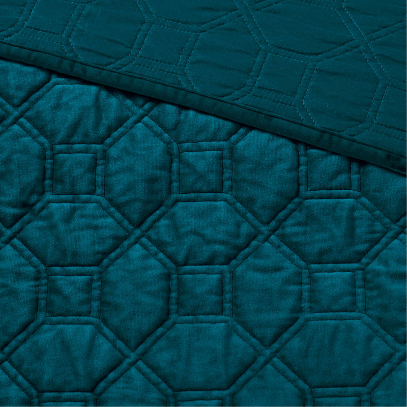 Teal Velvet 3pc Quilt Set King/Cal King