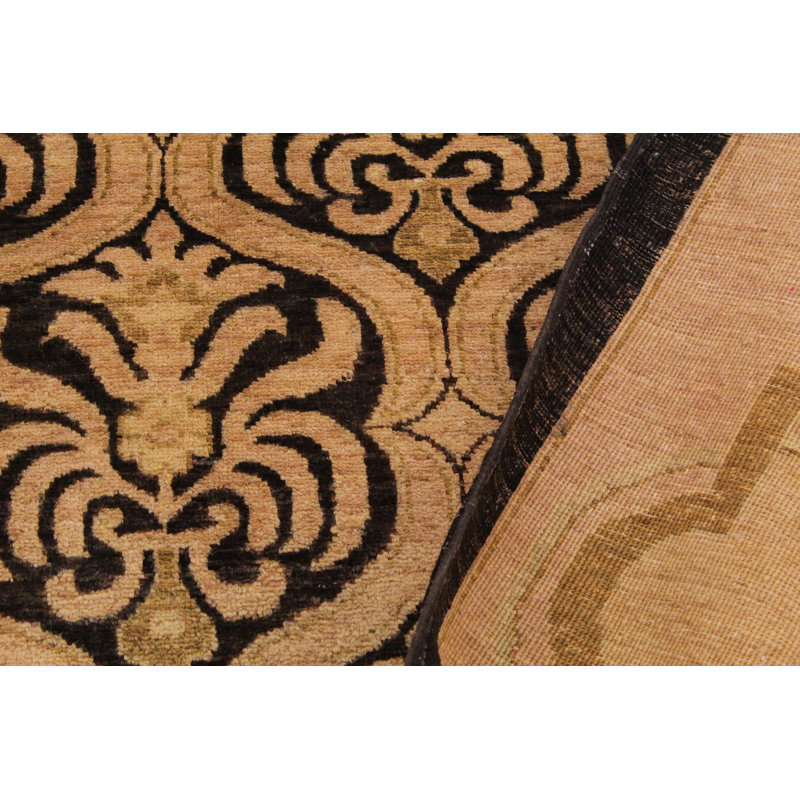 Tapis oriental noir en laine noué à la main 8 pi 10 po x 11 pi 11 po Oriental