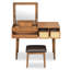 Ensemble de coiffeuse classique en bois avec miroir rabattable et tabouret pour la chambre à coucher
