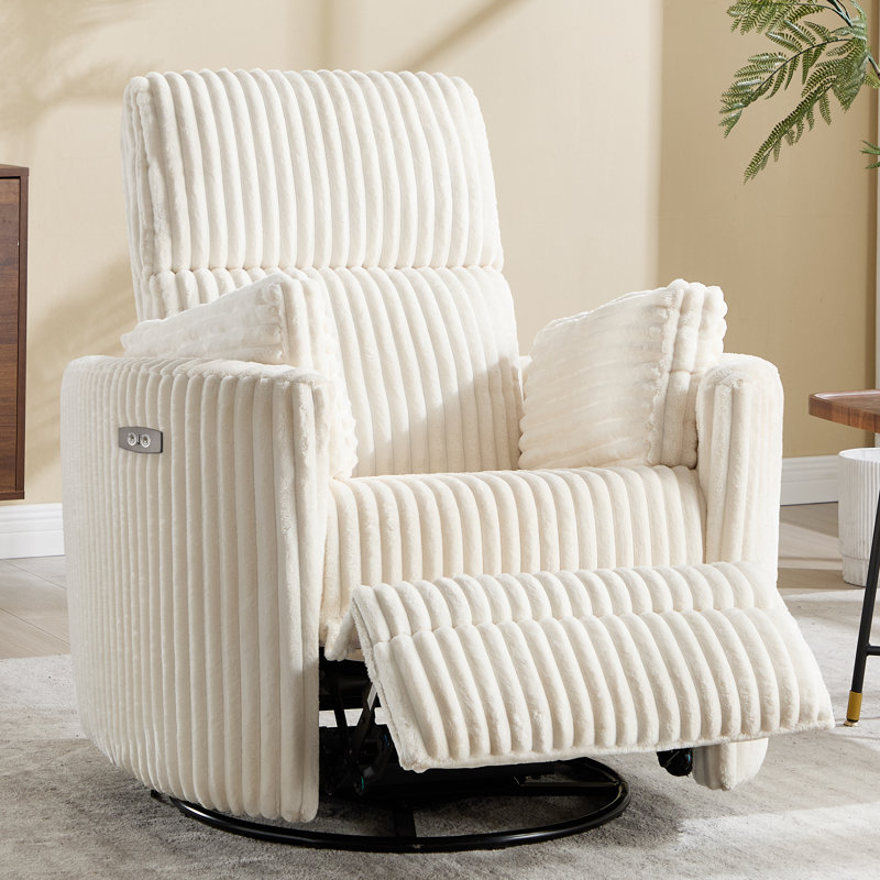 Elegant Swivel Rocker Power Recliner With Customizable Cushions For Maximum Comfort, Beige