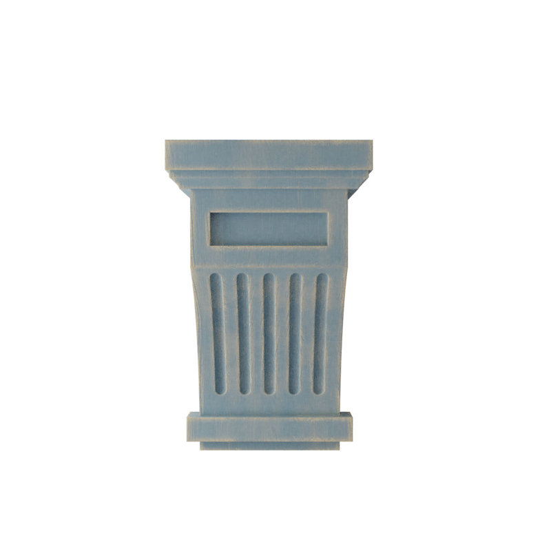 Corbeau en bois cannelé à décor rétro, H 10 po x l 5,5 po x P 5,5 po, Bleu bois flotté