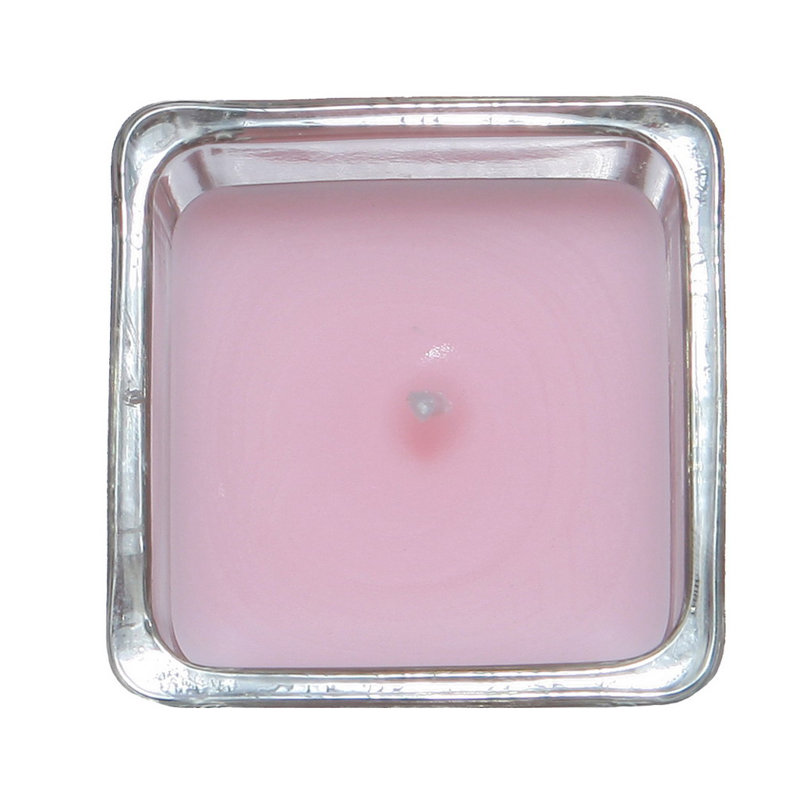 Bougie votive carrée en verre sans parfum, Rose clair, Ensemble de 12