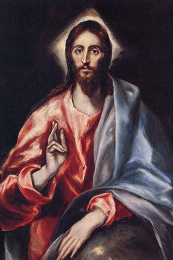 « christ le sauveur » par le greco, impression d’art graphique, H 66 po x l 44 po x P 1,5 po