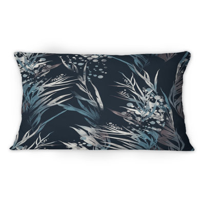 River Algae In Tones - bleu et gris - Coussin décoratif à imprimé traditionnel