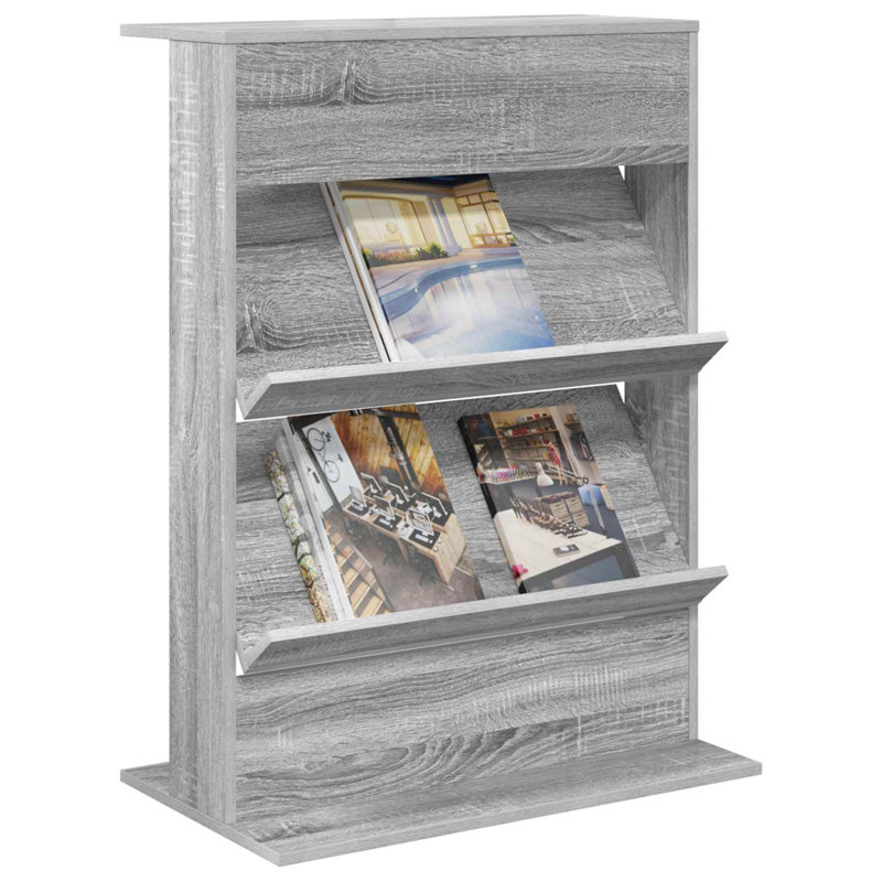 Wood Free Standing Magazine Rack, Grey Sonoma
