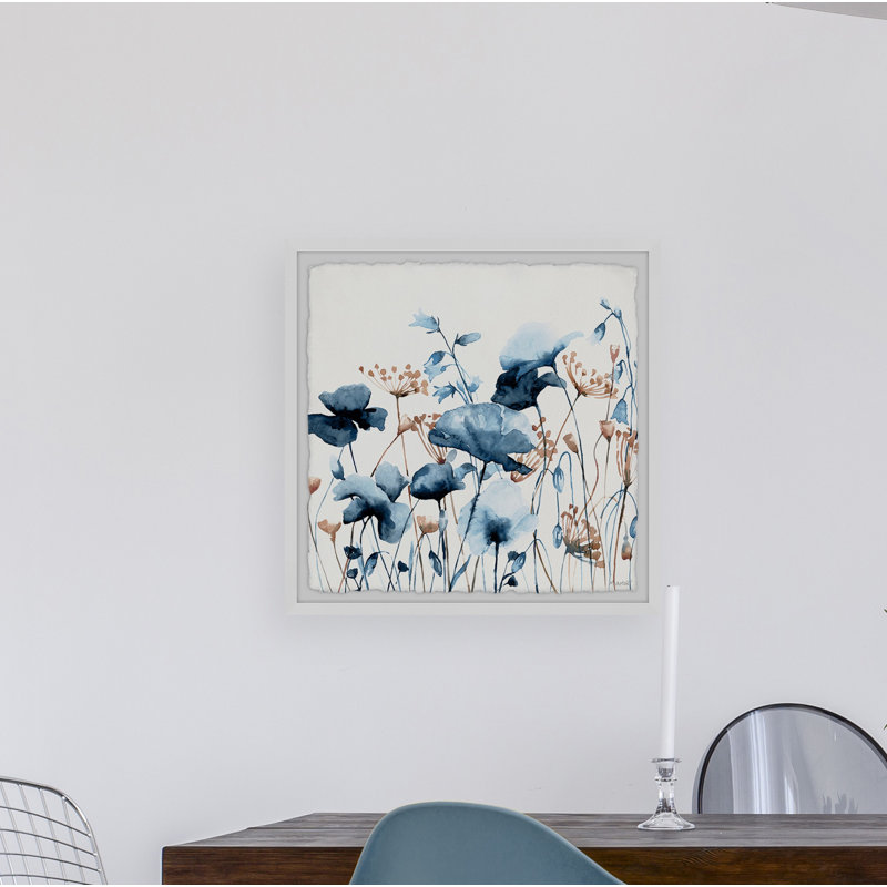 Blue Flower Fields 1 Piece Single Picture Frame Painting, 45cm H x 45cm W x 3.81cm D
