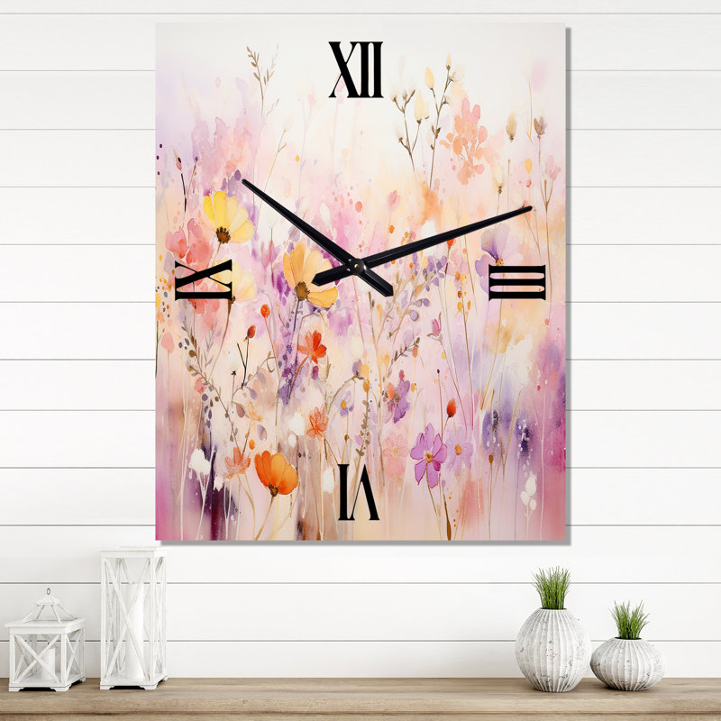 Horloges murales roses et fantaisistes I - Abstract Botanicals, H 32 po x l 24 po