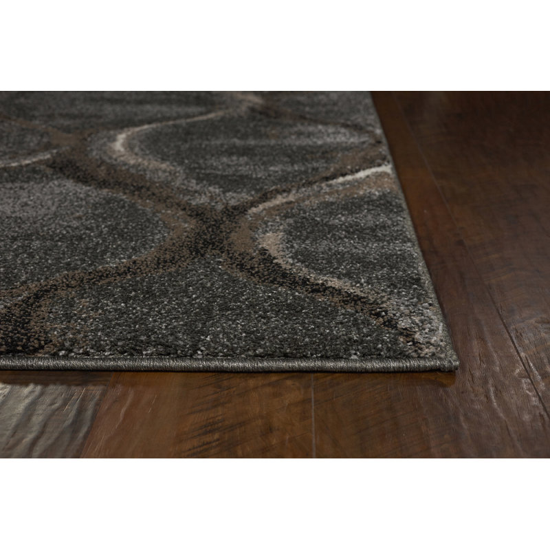 Rectangle McBain Power Loom Charcoal Area Rug, Rectangle 3'3" x 5'3"