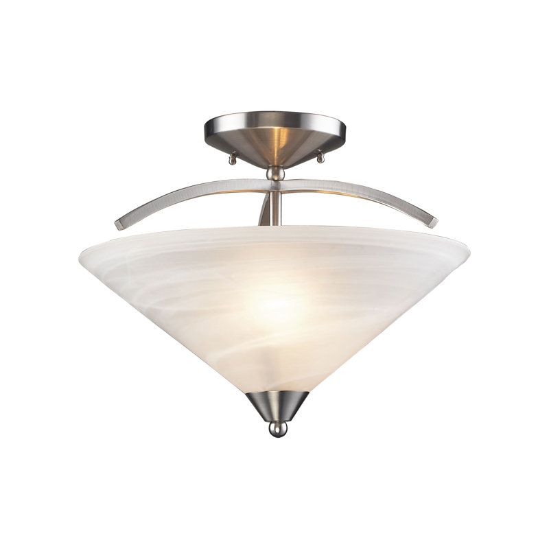Plafonnier semi-encastré 2 lumières de 16 po de largeur Elysburg - Nickel satiné
