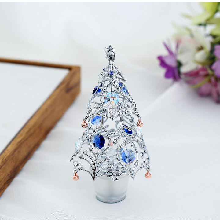 Arbre de table de noël plaqué 24 carats, Argent