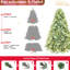 Arbre de Noël bleu de 7 pi avec 700 lumières à DEL blanc chaud, 2518 pointes Pe +, branches à charnières pour une installation rapide, décoration de Noël à base en métal avec des fêtes solides