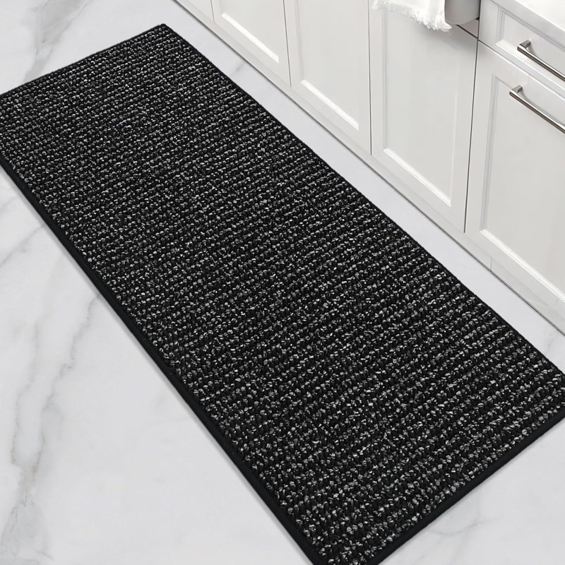 Super Absorbent Kitchen Runner Rugs Non-Slip 24"x60", Black