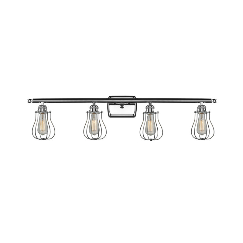 Amett 4 - Light Dimmable Vanity Light, Polished Chrome, White and Polished Chrome, 6 Watt Vinage LED Bulb