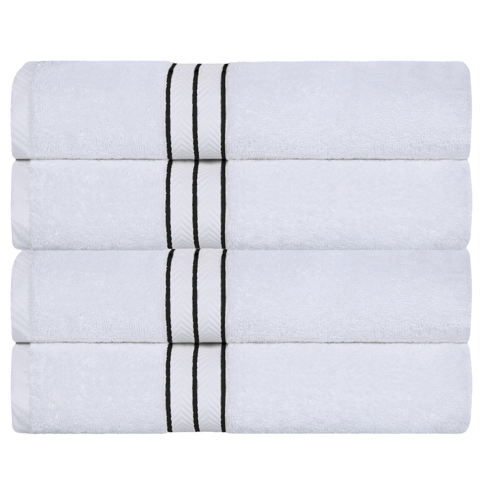 Josann 4-Piece Turkish Cotton Bath Towel Set, Black
