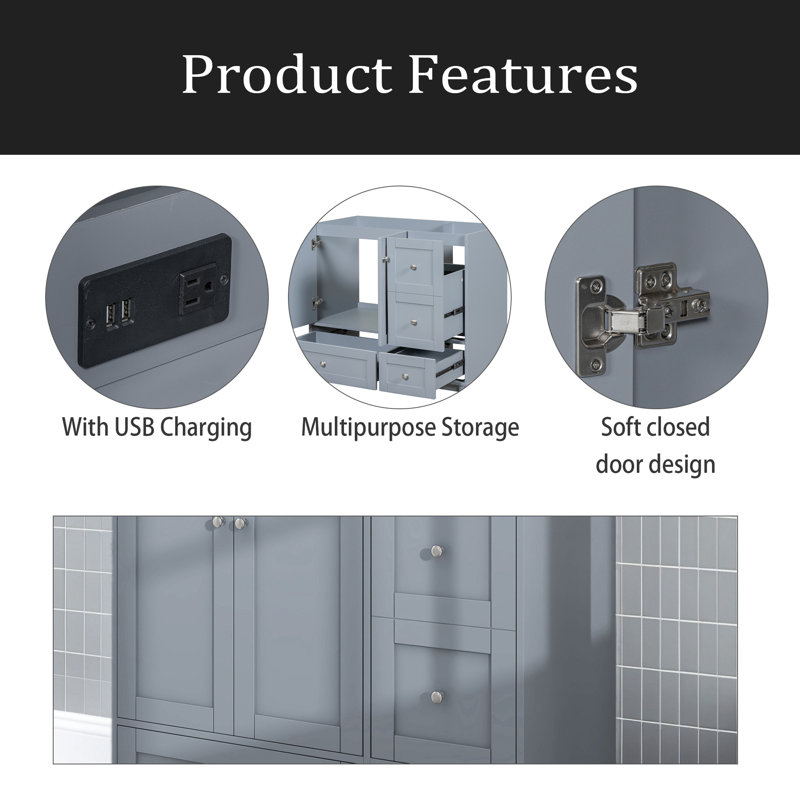 Meuble-lavabo 36 po (lavabo non inclus), Gris