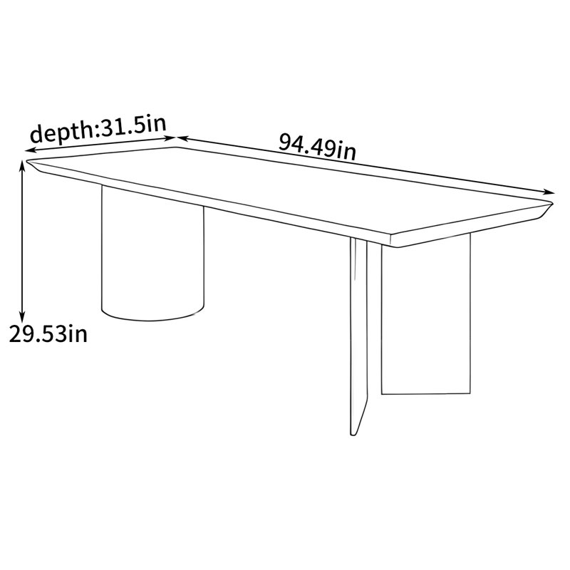 Bureau de luxe minimaliste et léger, H 29,53 po x l 94,49 po x P 31,5 po